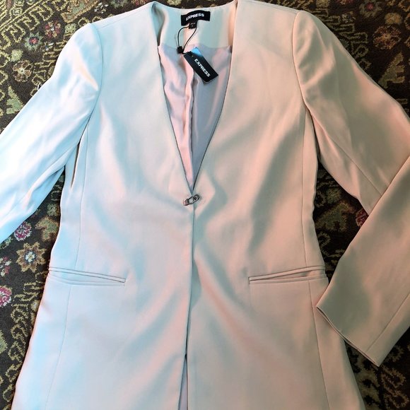 Exquisite Soft Beige Longline Blazer by Express - Size 0 - New with Tags - Picture 7 of 16